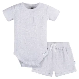 2-Piece Baby Boys Grey Heather Bodysuit and Shorts Set