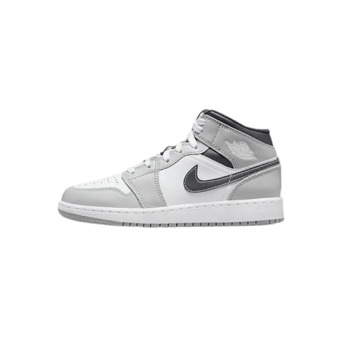 Air Jordan 1 Mid GS Light Smoke Grey Black White