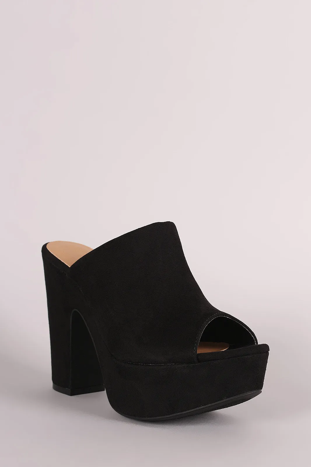 Bamboo Suede Chunky Platform Mule Heel