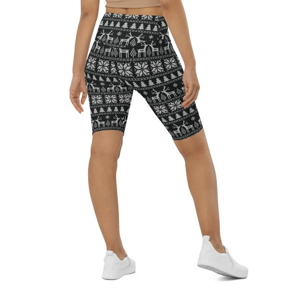 B&W Ugly Christmas Bike Shorts