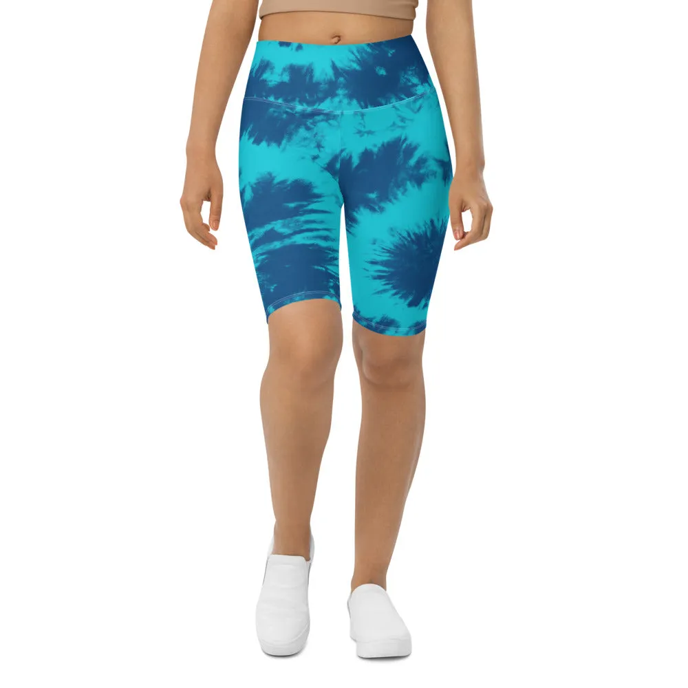 Blue & Aqua Tie Dye Bike Shorts