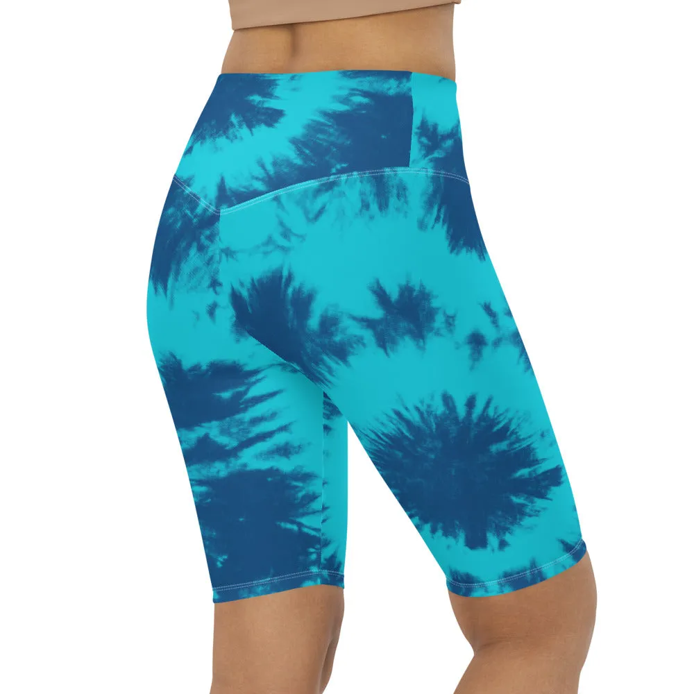 Blue & Aqua Tie Dye Bike Shorts