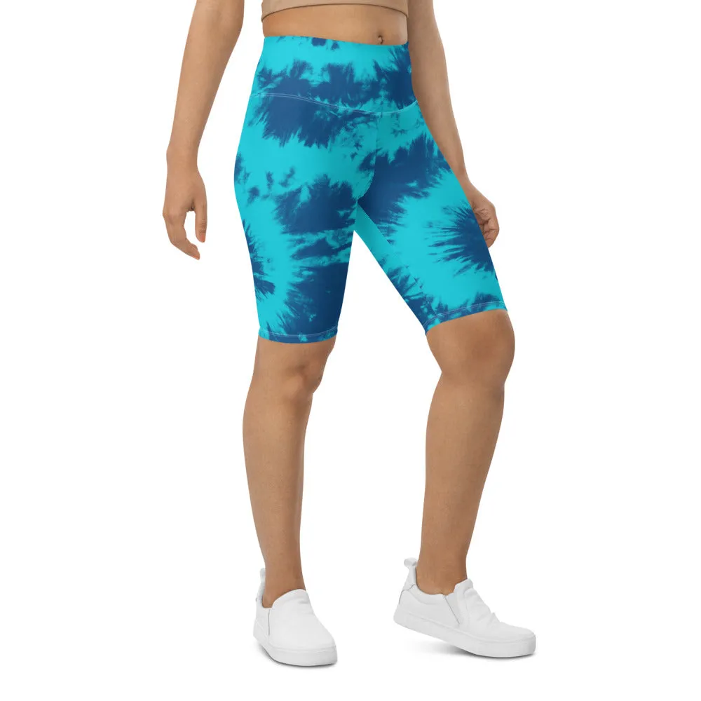 Blue & Aqua Tie Dye Bike Shorts