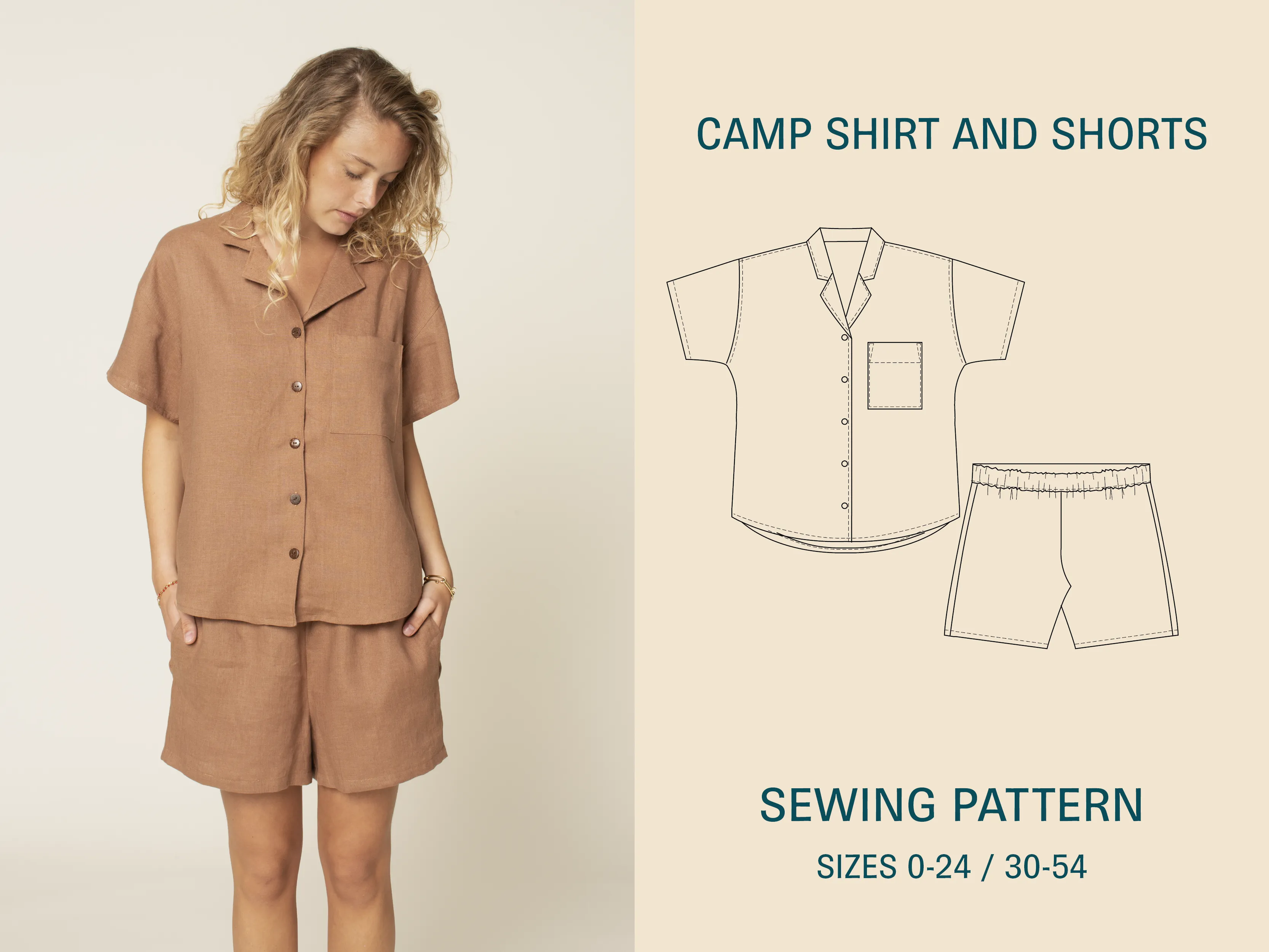 Camp Shirt and Shorts-Printed Pattern