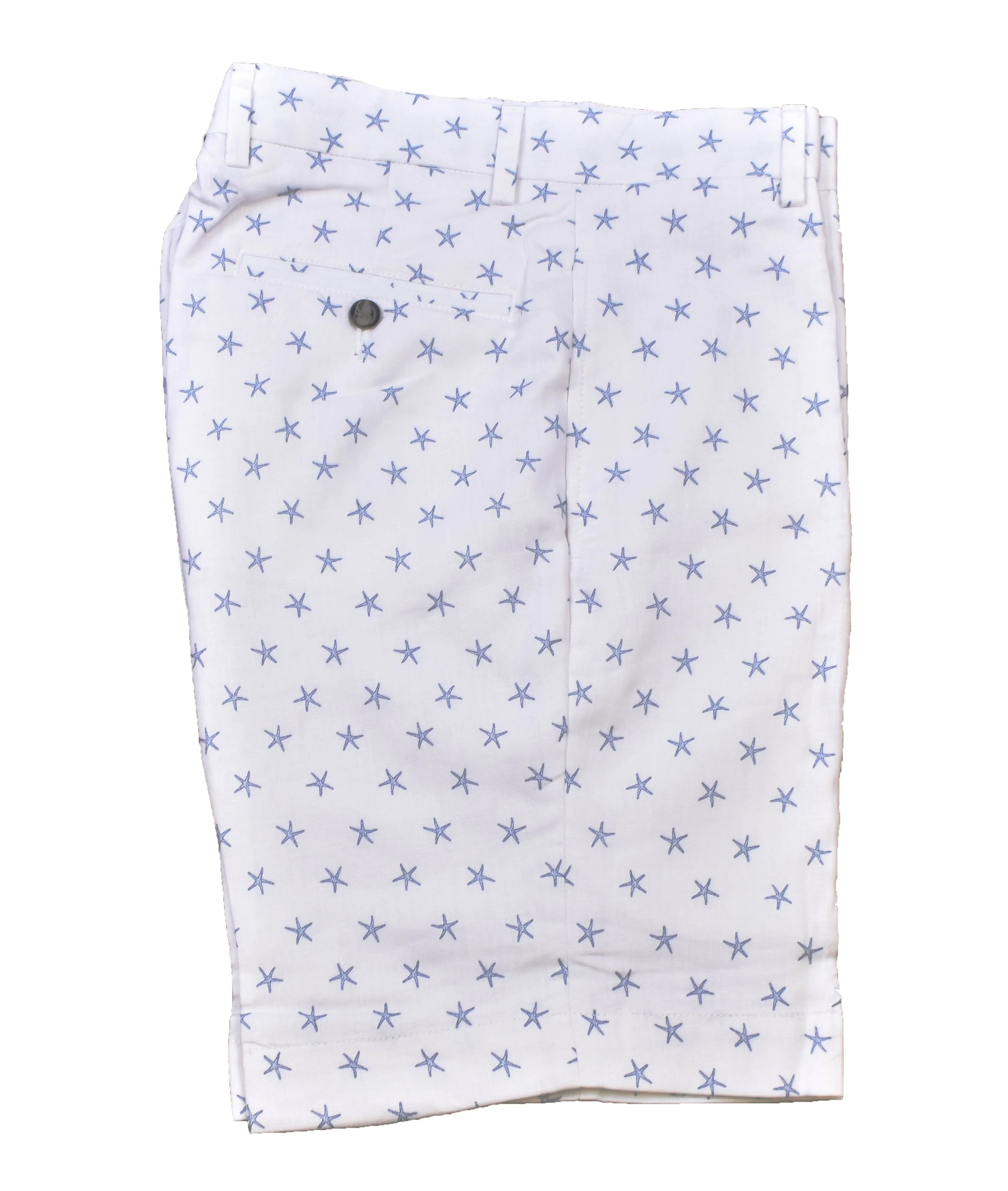 Charleston Khaki Icon Print Linen Short<br>Regular Rise