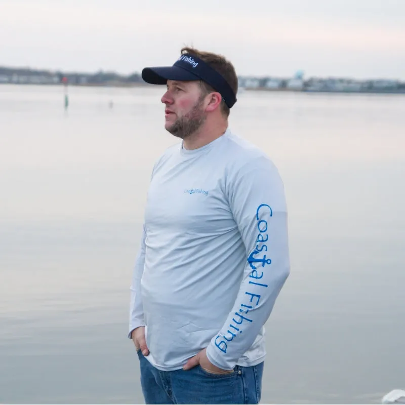 Coastal Gray Men's Long Sleeve QuickDry Fishing Shirt - Marlin Design