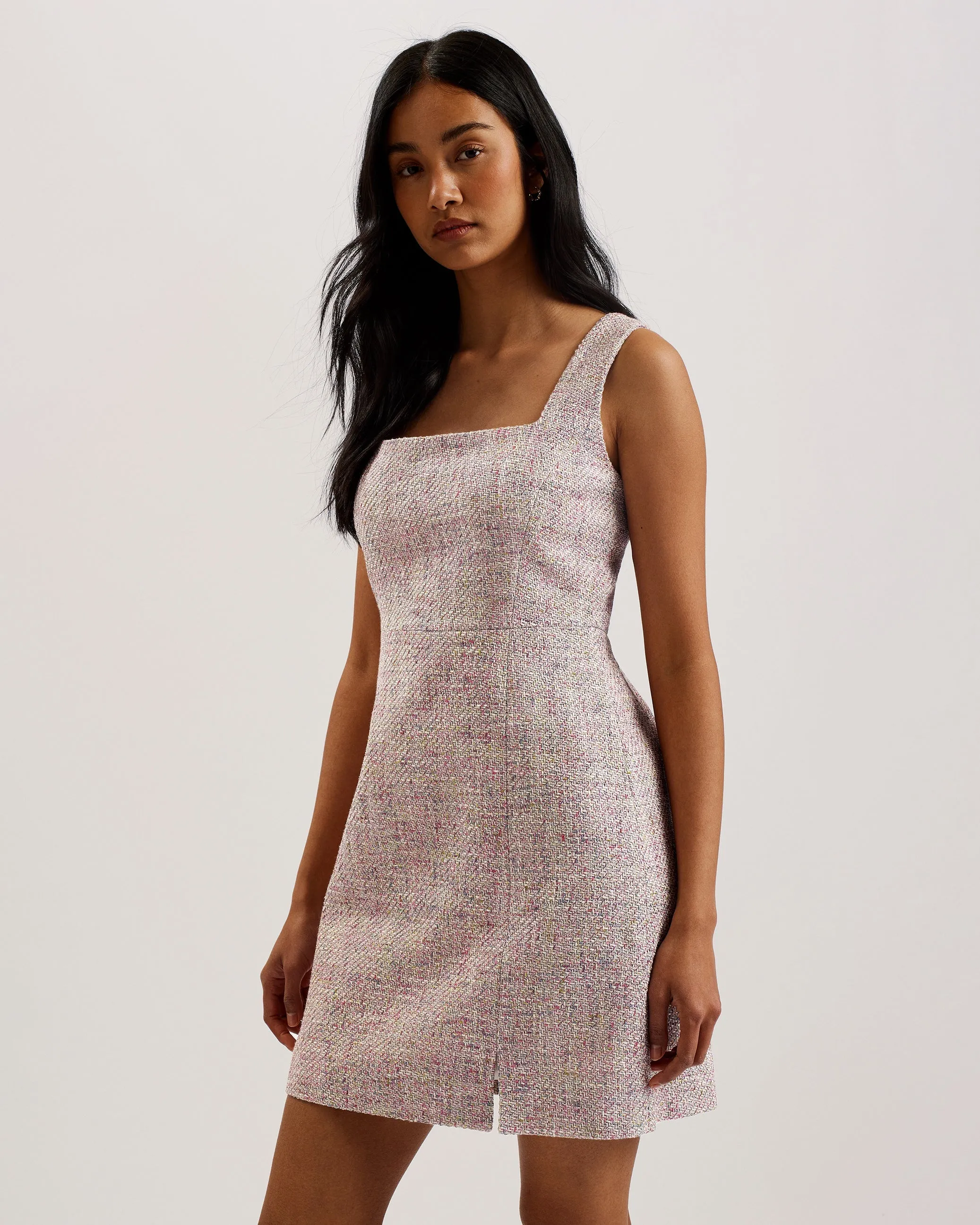 Constre Tailored Boucle Mini Dress With Slit Ivory