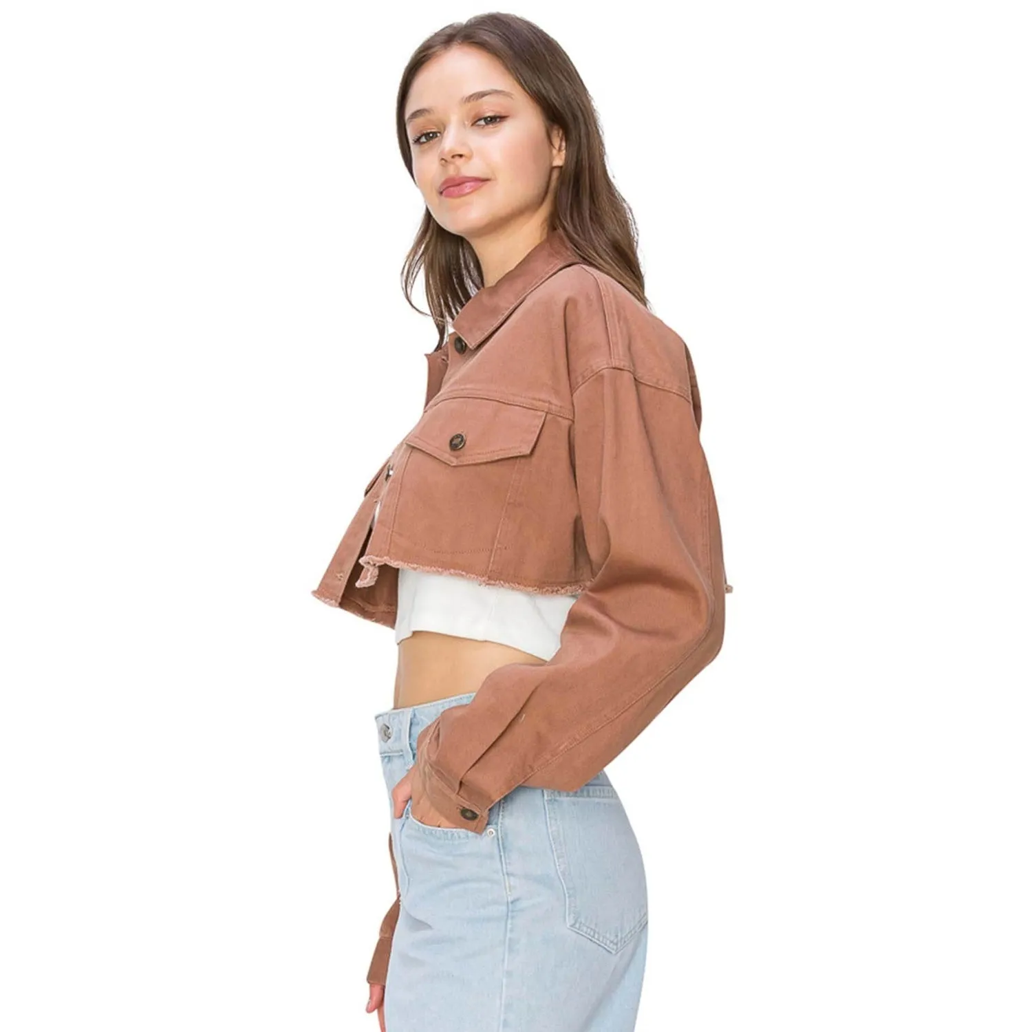 Cropped Boyfriend Jacket - Carob