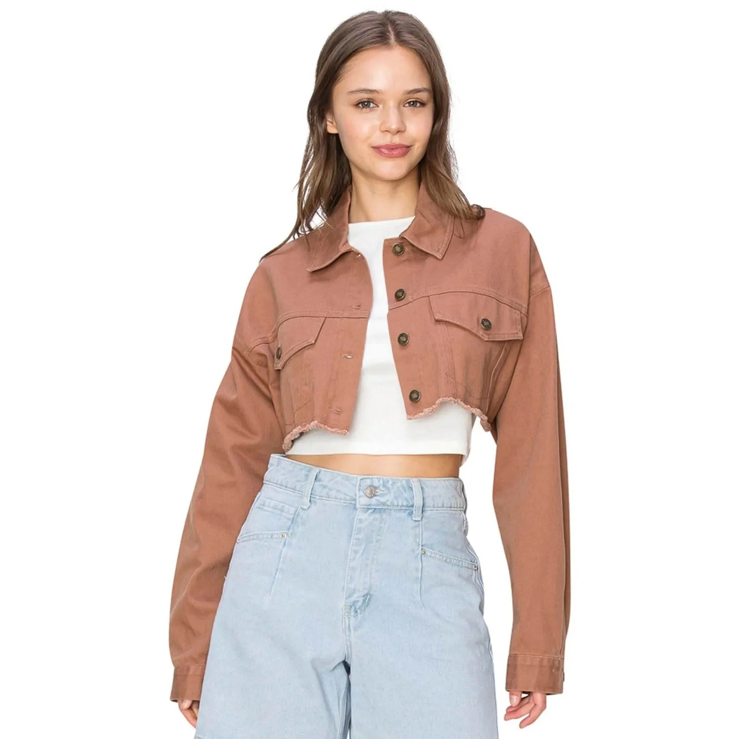 Cropped Boyfriend Jacket - Carob