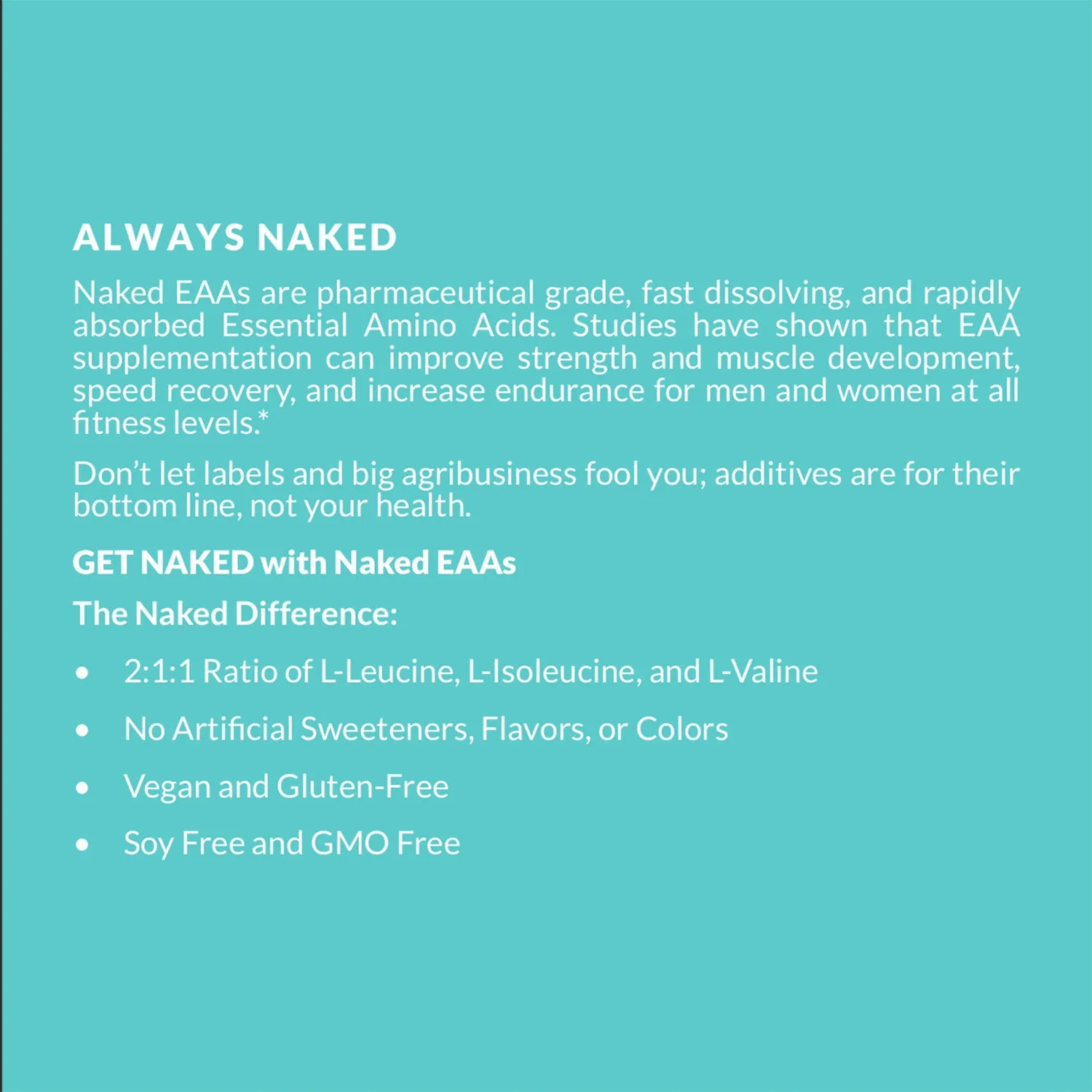 Essential Amino Acids Supplement | Naked EAAs - 50 Servings