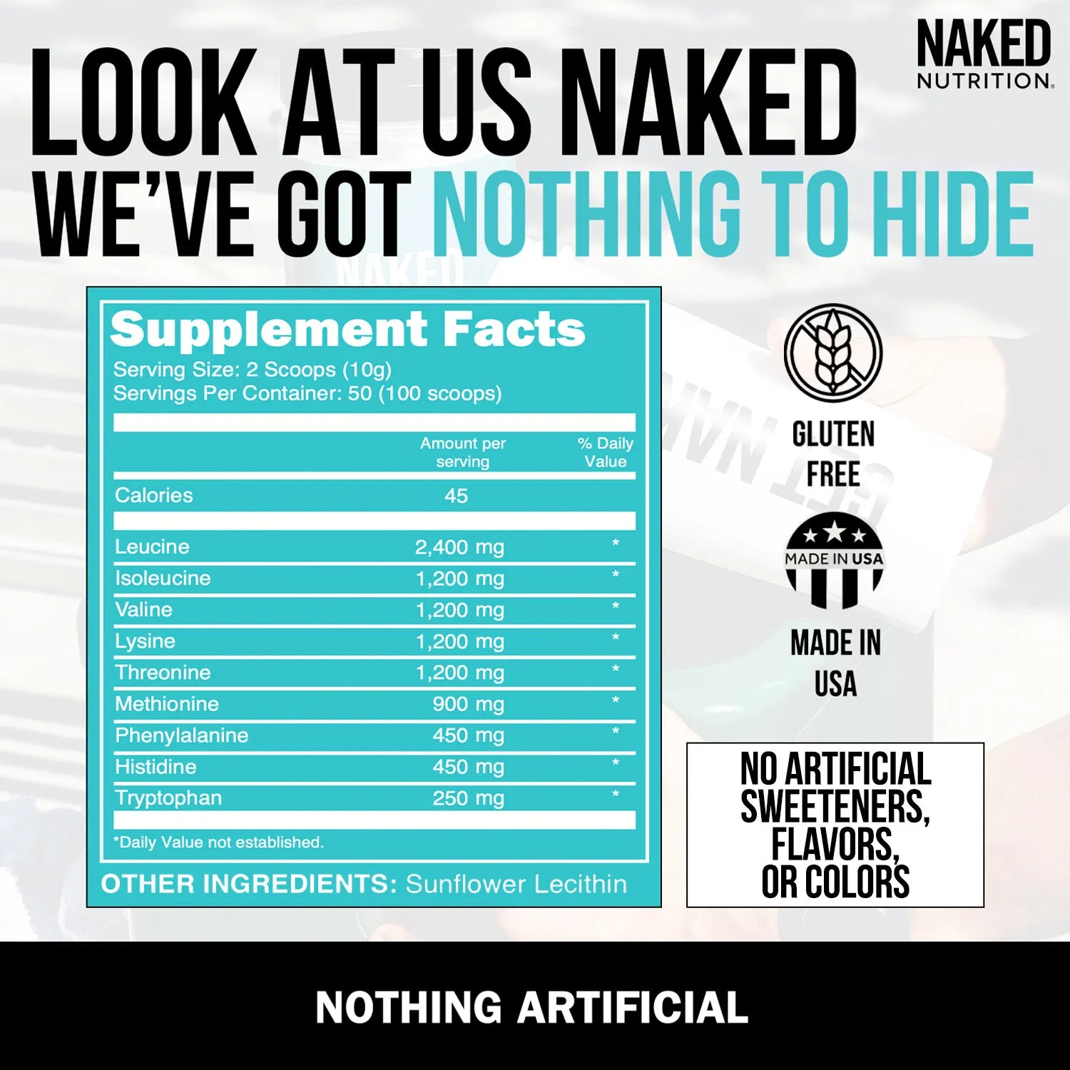 Essential Amino Acids Supplement | Naked EAAs - 50 Servings