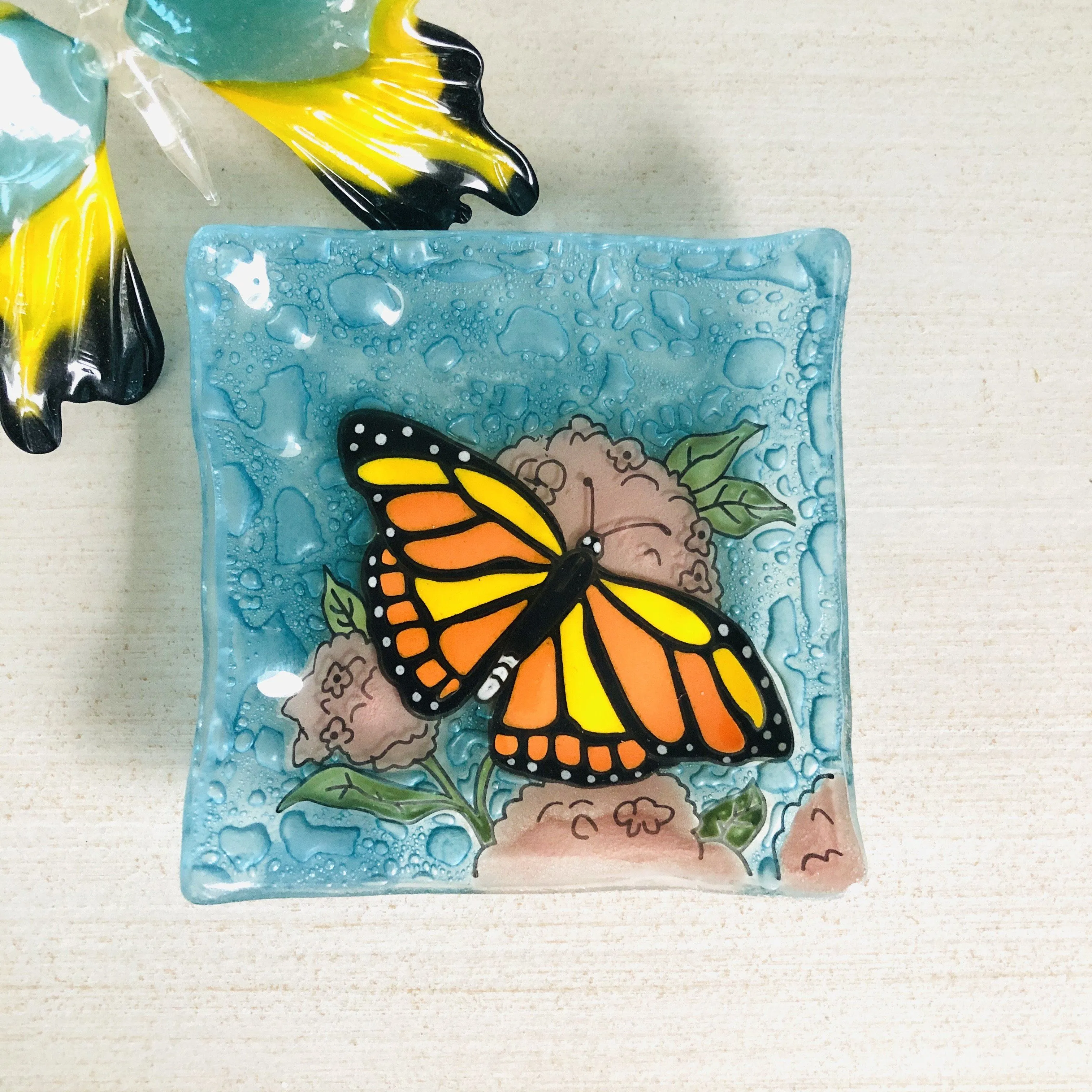 Fair Trade Square Plate - QP-26 Monarch Butterfly