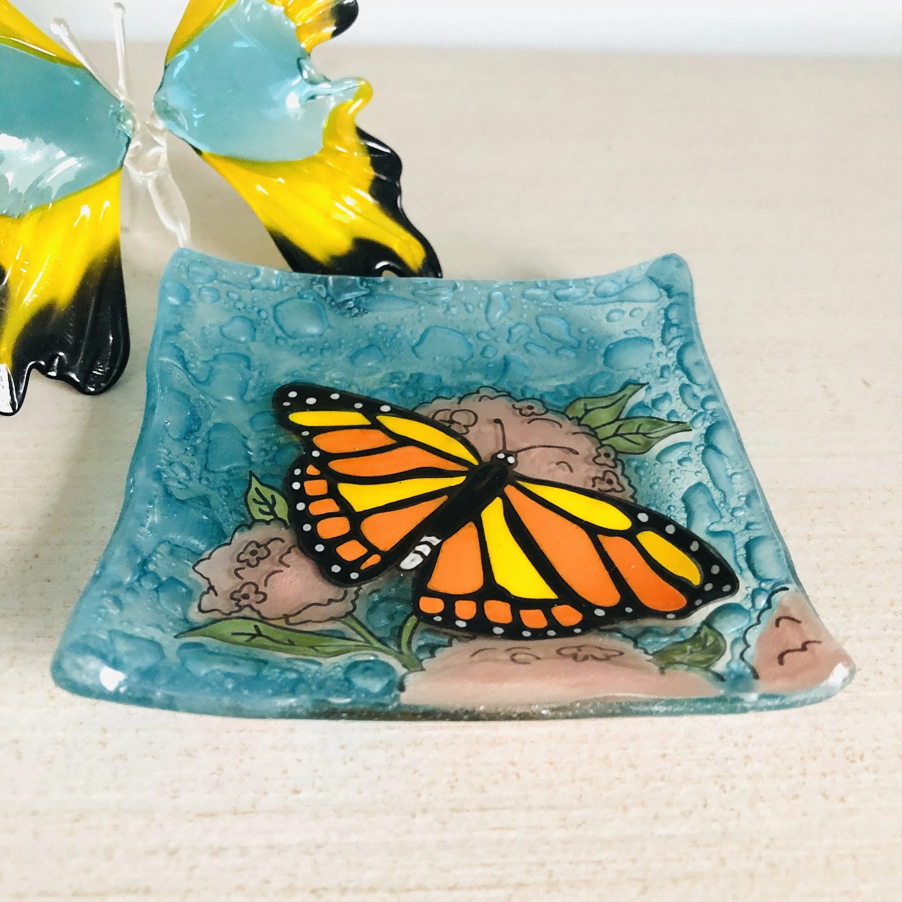 Fair Trade Square Plate - QP-26 Monarch Butterfly