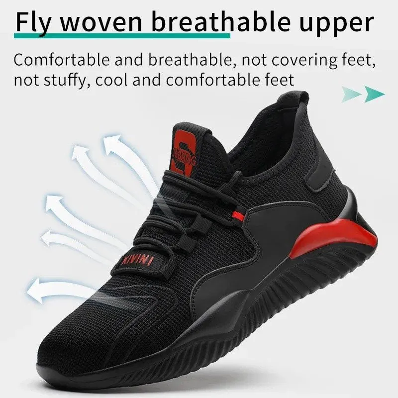 GroovyWish Men Working Orthopedic Shoes Oil-proof Reflective Steel Toe Safety Sneakers