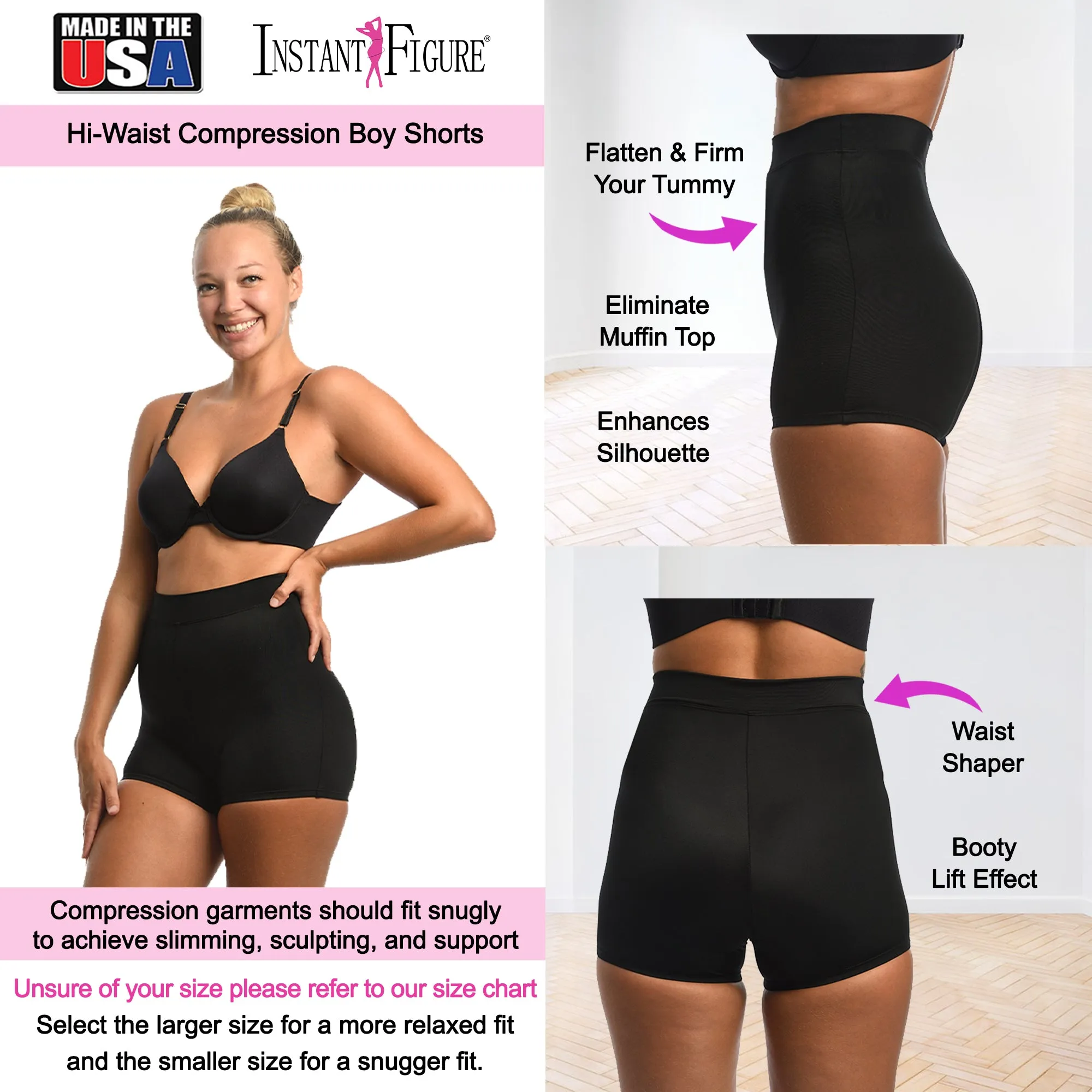 InstantFigure Hi-Waist Compression Boy Shorts WBSH010