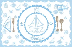 Laminated Placemat - Pastel Blue Sailboat