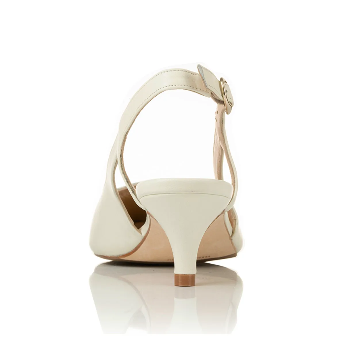 Lena Extra-Wide Fit Slingback - Cream Leather & Tan Patent