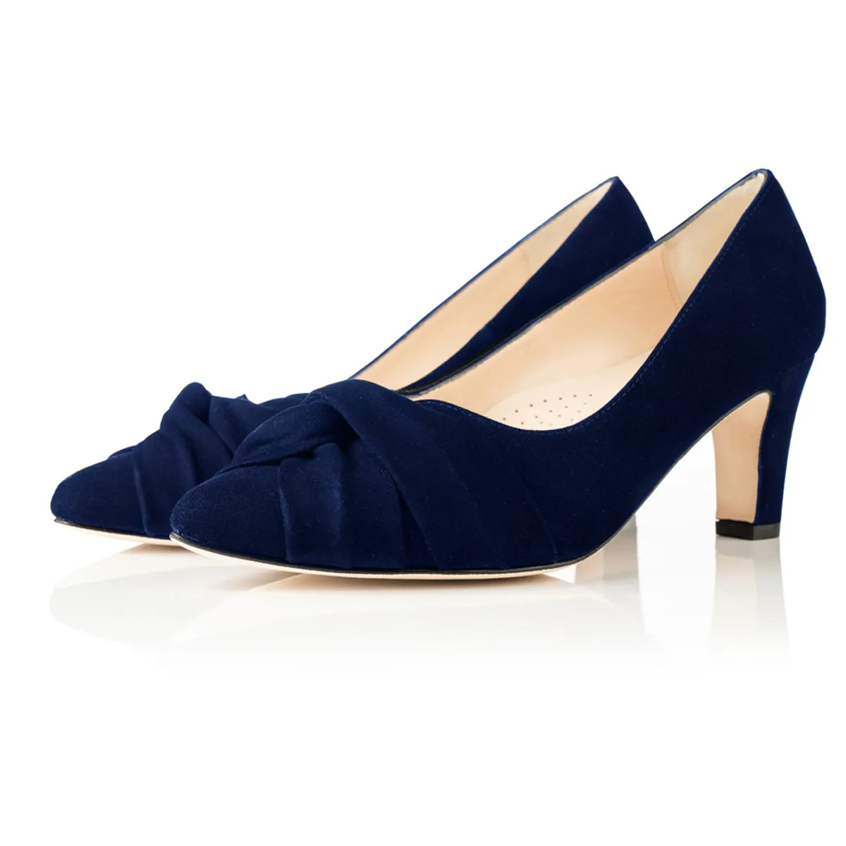 Lola Extra-Wide Fit Court Shoe – Navy Suede