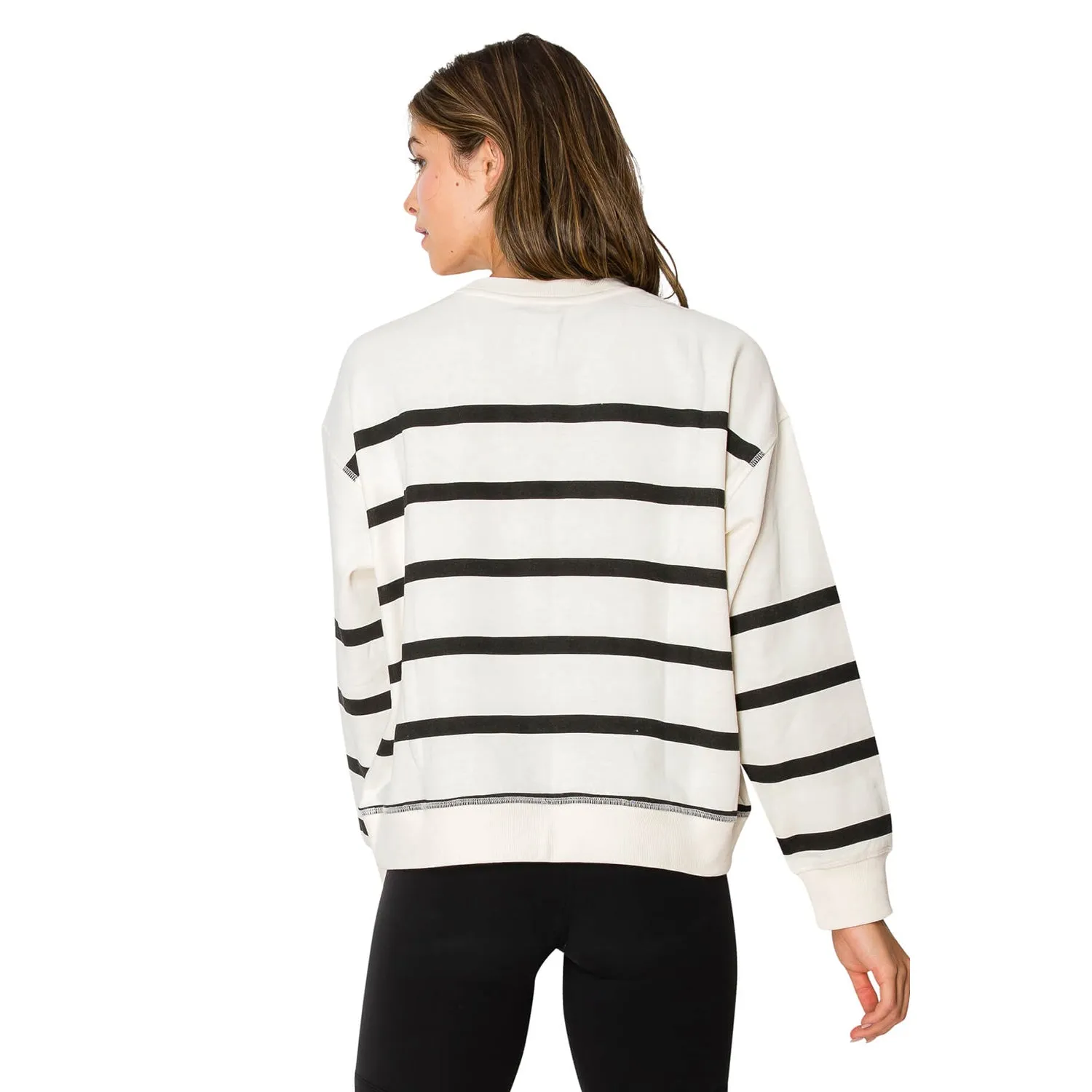 NY Embo Stripe Pullover Sweatshirt - Off White