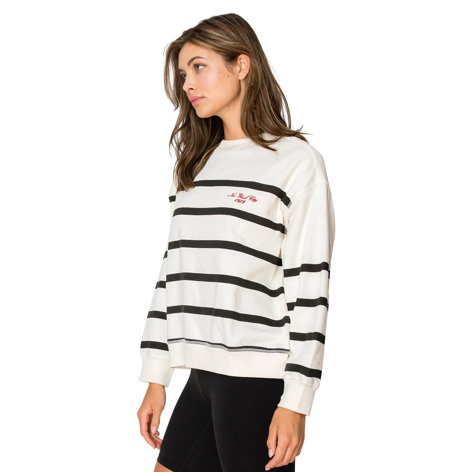 NY Embo Stripe Pullover Sweatshirt - Off White