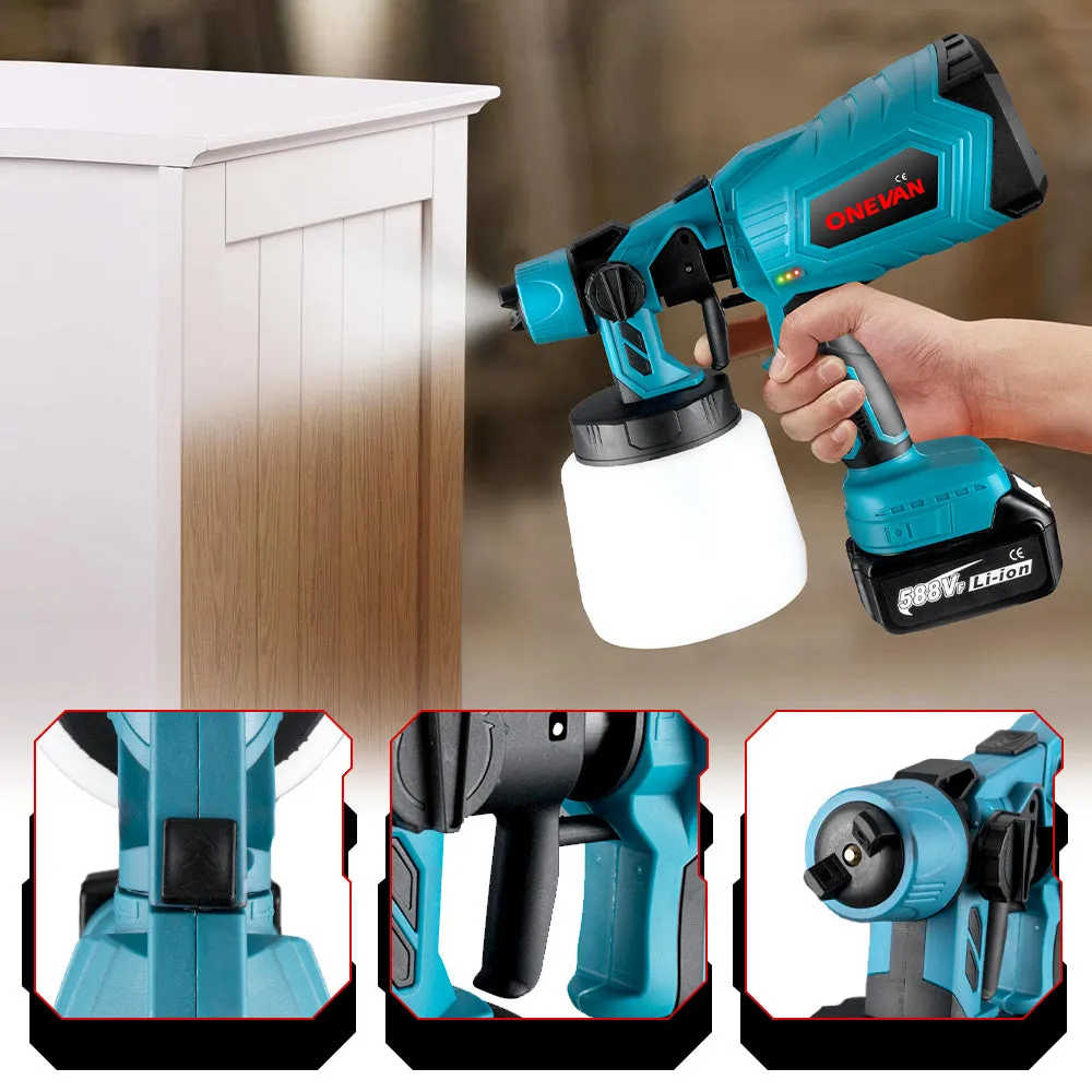 ONEVAN 1500W 1000ML Electric Cordless Paint Spray Gun | For Makita 18V Battery