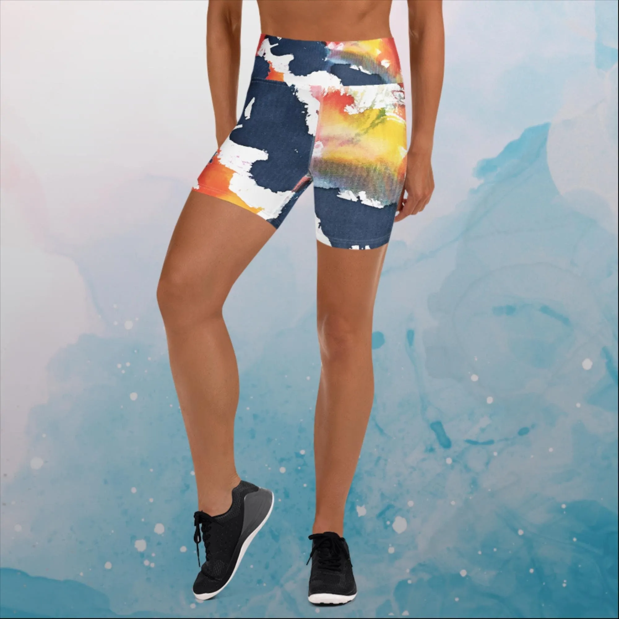 Primary Color Pallet Paint Print Yoga Shorts