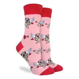 "Cupid Pugs" Crew Socks by Good Luck Sock