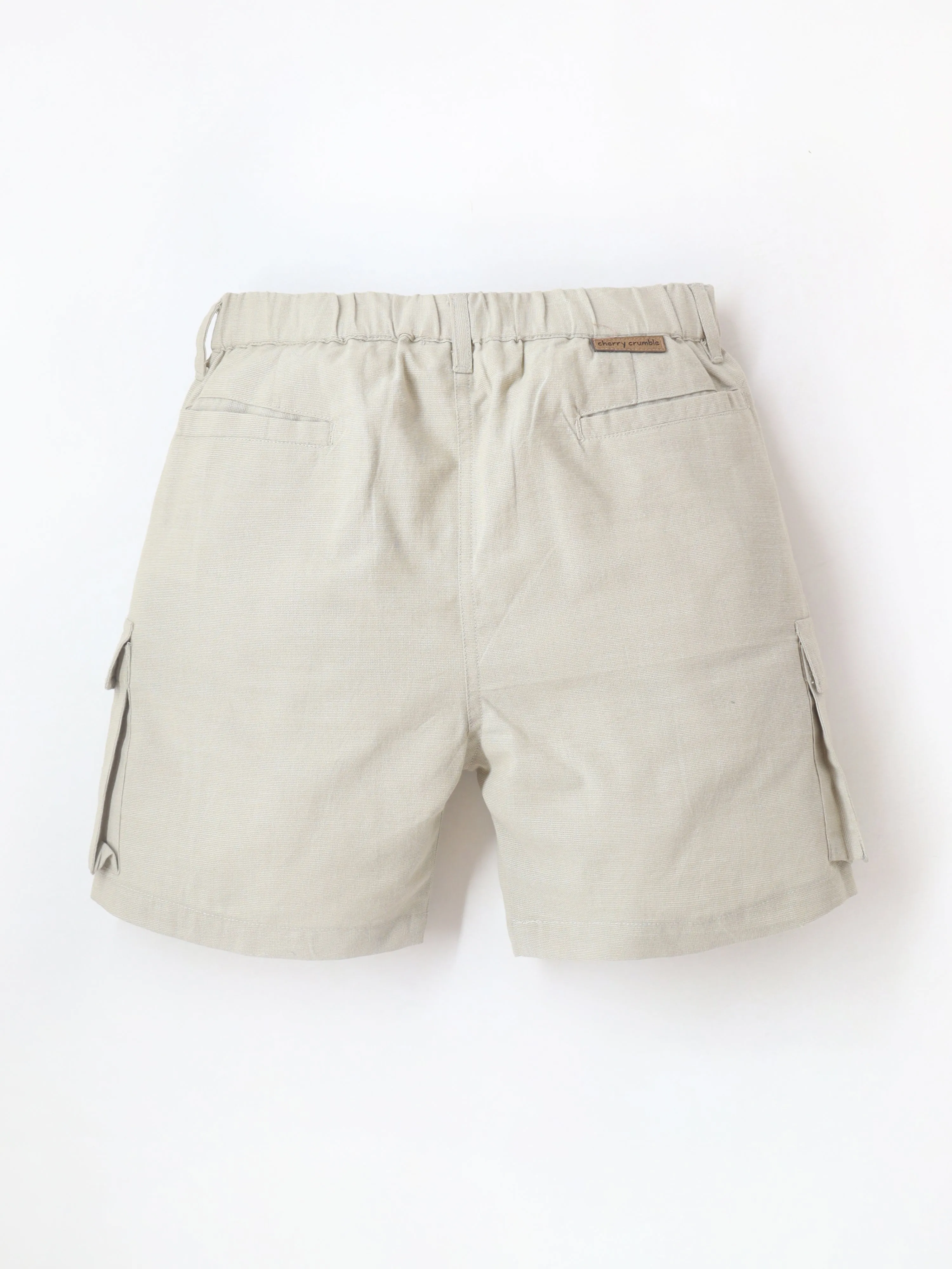 Smart Casual Cotton Khaki Knee Length Button Closure with Pockets Shorts For Boys