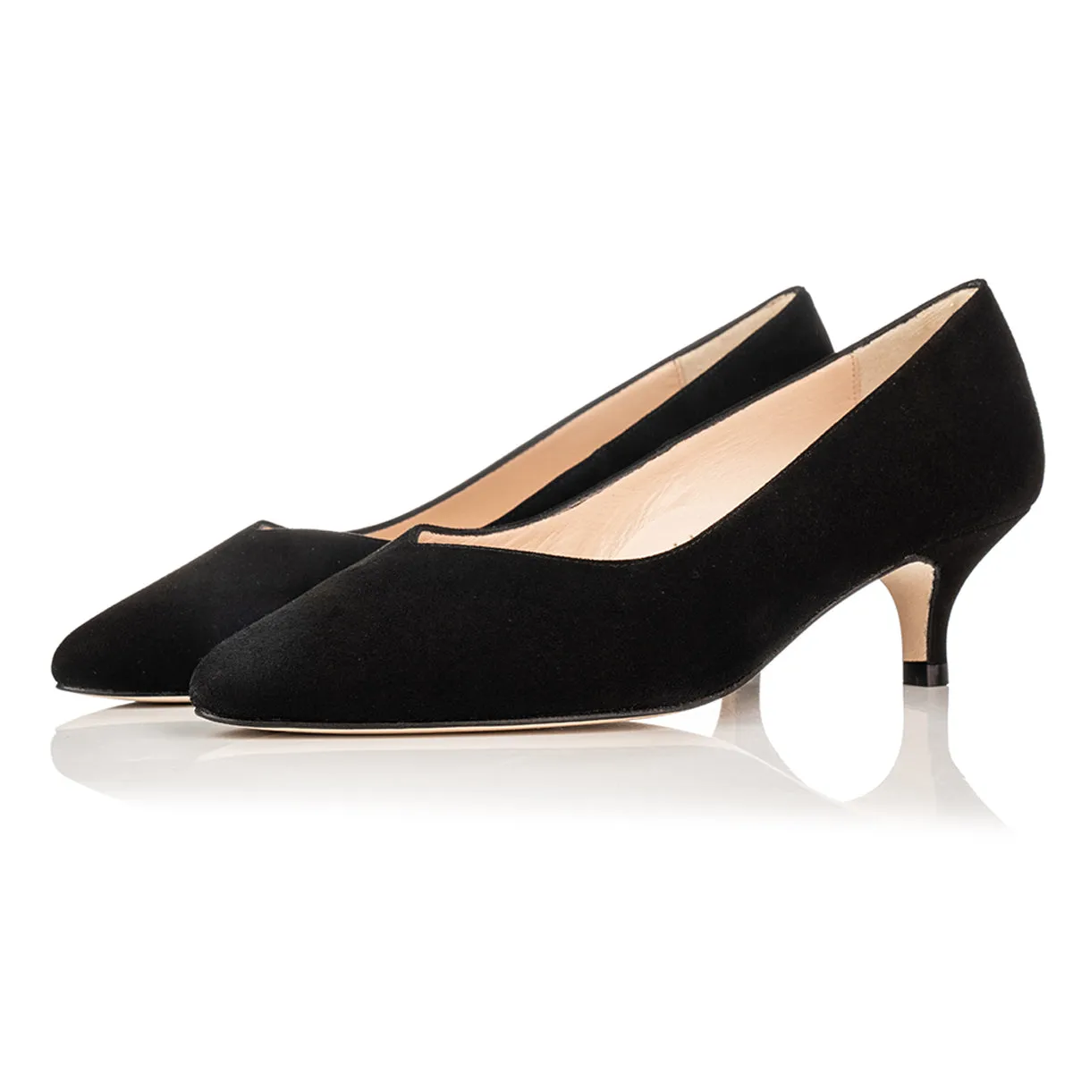 Tilda Extra-Wide Fit Kitten Heels - Black Suede